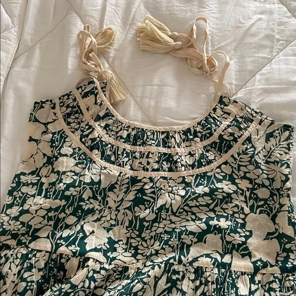 THE GREAT Green and Cream Floral Dress - Picture 3 of 6